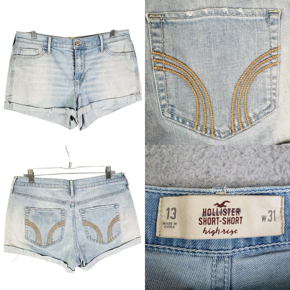 Hollister Light Wash Blue Denim Jean Shorts